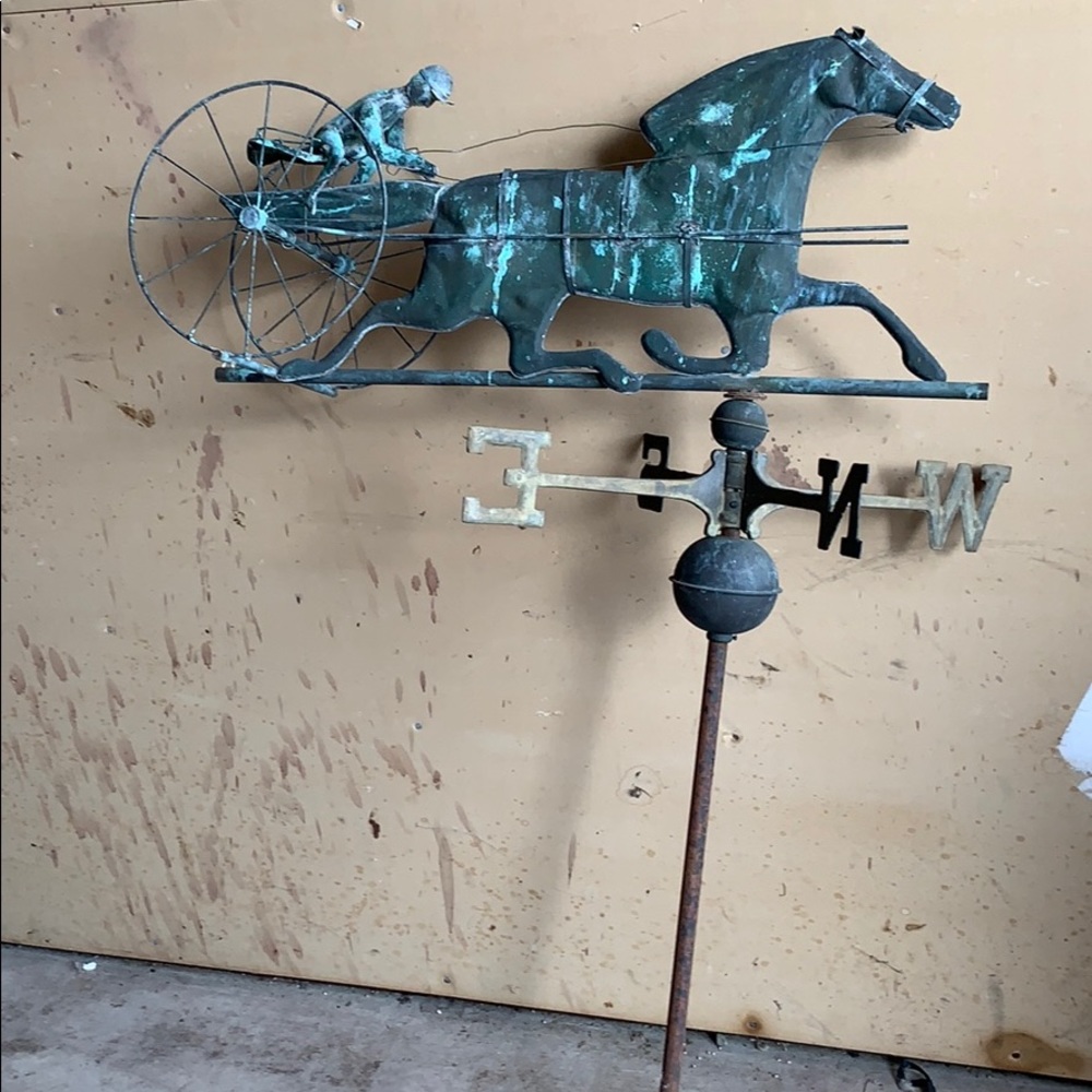 Authentic copper Sulky Rider Weather Vane - Picture 6 of 14